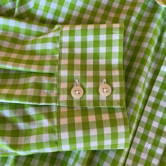 Jones New York Women's M Green Check Button-Up Shirt Long Sleeve - Picture 5 of 8